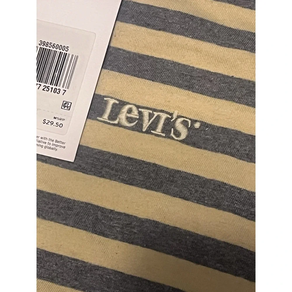 AUTHENTIC LEVI'S SS Vintage FIT Large STRIPES T‎ SHIRT Embroidered Logo